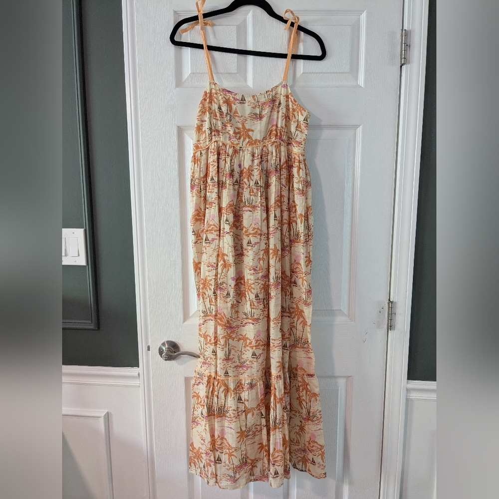 Olivia James The Label Orange and Cream Maxi Dress